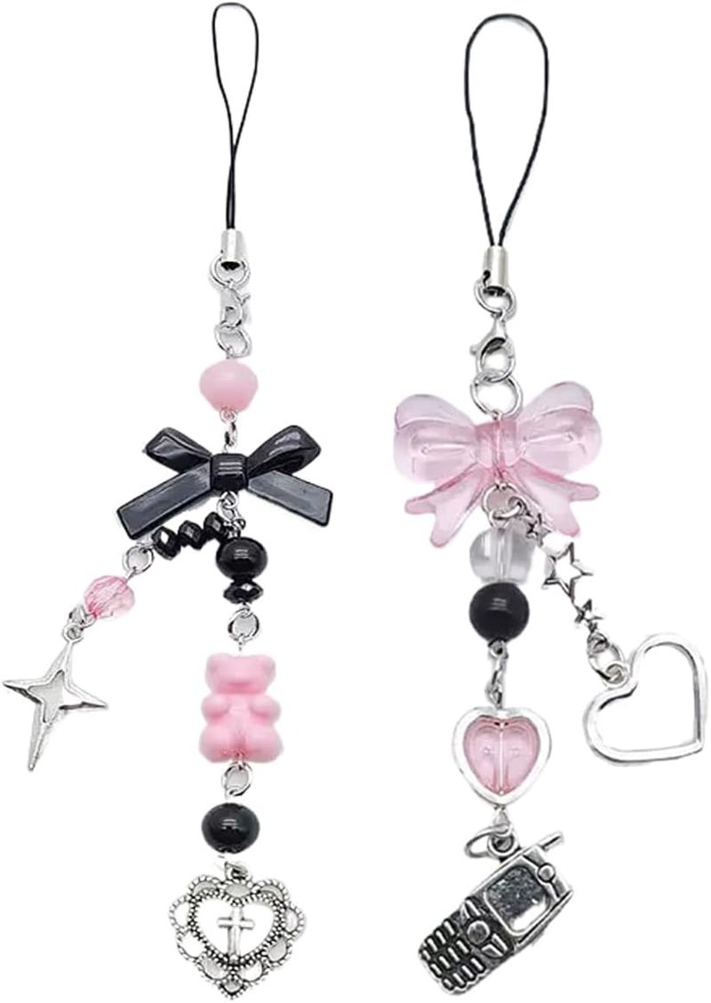 cioatu 1-4PCS Cute Phone Charms Aesthetic Y2K Cell Phone Charms Strap Strawberry Butterfly Star PhoneCharm Y2K Accessories for Bag Keychain Airpods Camera Pendants Decor - Image 1